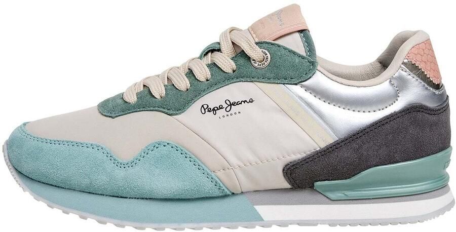 Pepe Jeans Sneakers laag 'LONDON SEA' grijs jade groen zwart zilver - Foto 6