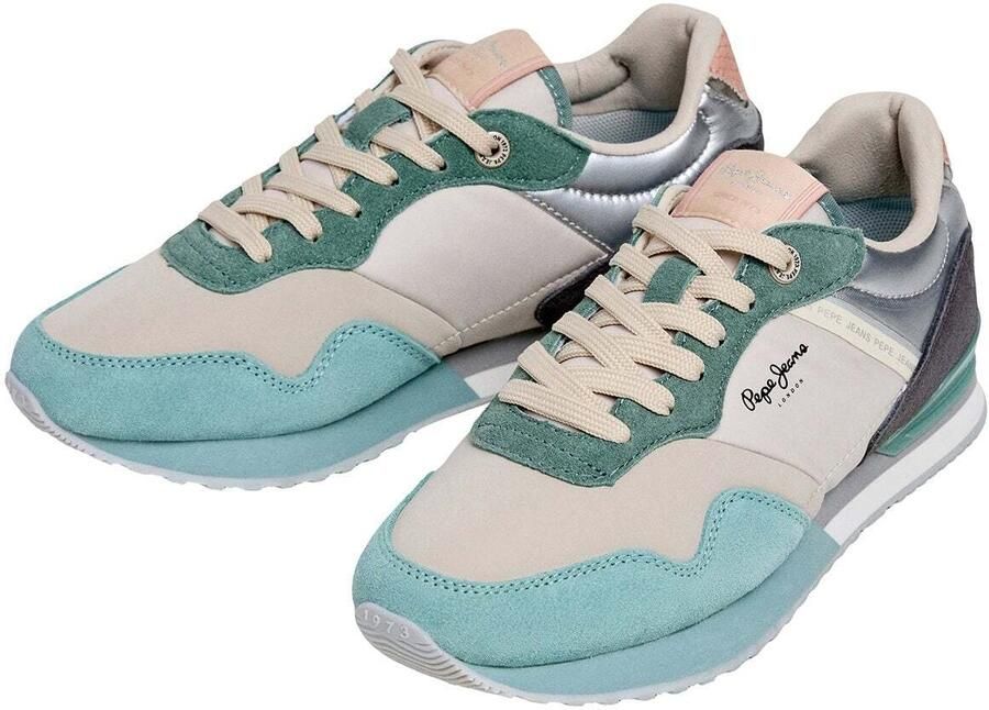 Pepe Jeans Sneakers laag 'LONDON SEA' grijs jade groen zwart zilver - Foto 2
