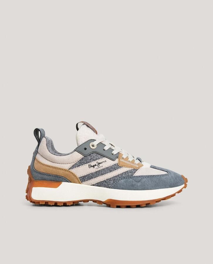 Pepe Jeans Sneakers laag 'Lucky Cold' taupe grijs petrol - Foto 4