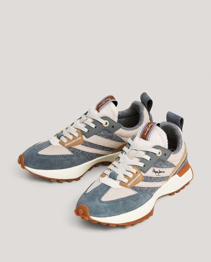 Pepe Jeans Sneakers laag 'Lucky Cold' taupe grijs petrol - Foto 6