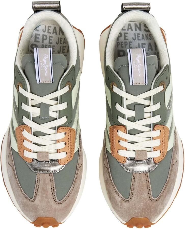Pepe Jeans Sneakers laag 'Lucky Max' lichtbeige chocoladebruin pastelgroen donkergroen oranje zilver - Foto 4