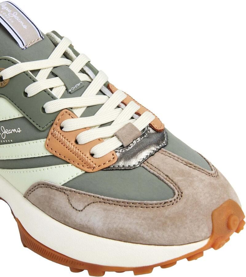 Pepe Jeans Sneakers laag 'Lucky Max' lichtbeige chocoladebruin pastelgroen donkergroen oranje zilver - Foto 3