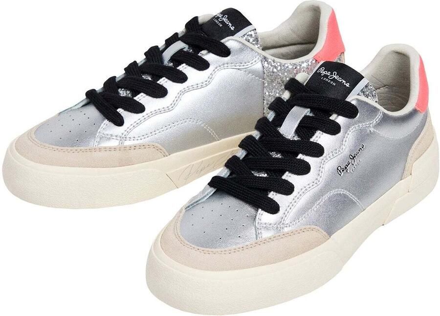Pepe Jeans Sneakers laag 'MILAN' beige zilvergrijs lichtroze - Foto 3