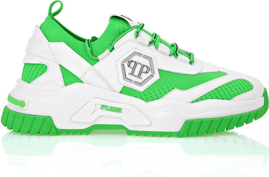 Philipp Plein Sneakers laag 'Predator' grijs groen wit - Foto 3