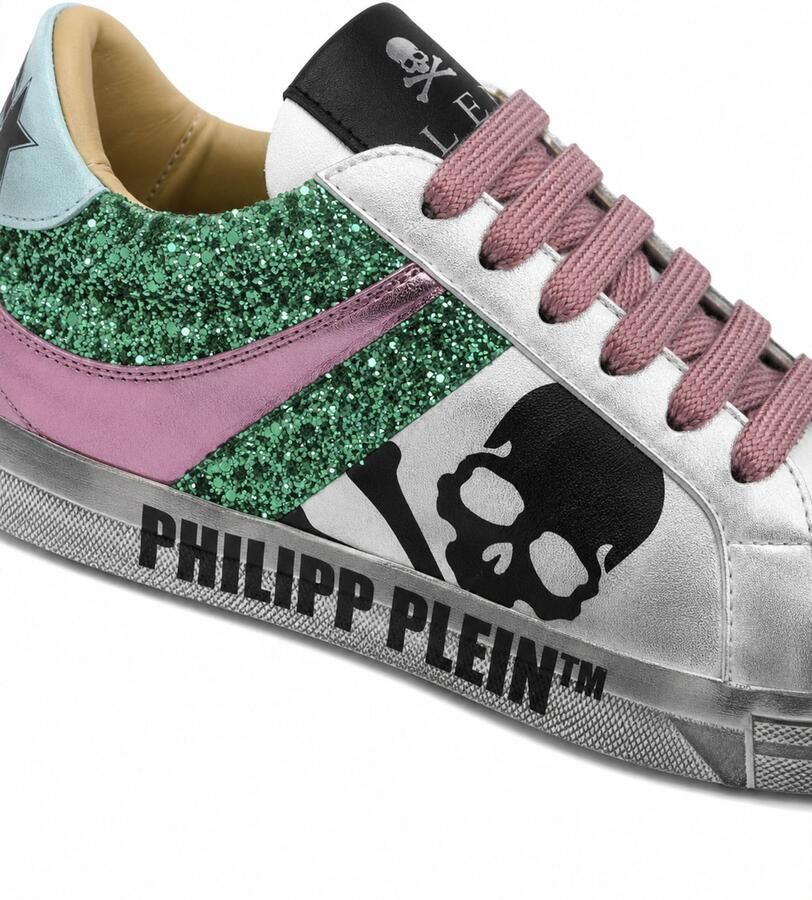 Philipp Plein Sneakers laag 'Skull' smaragd pink zilver - Foto 3