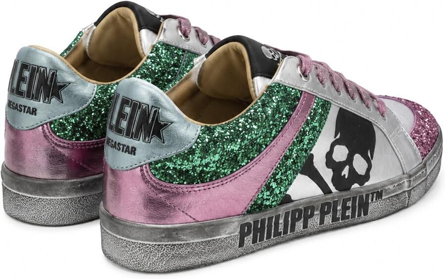 Philipp Plein Sneakers laag 'Skull' smaragd pink zilver - Foto 5