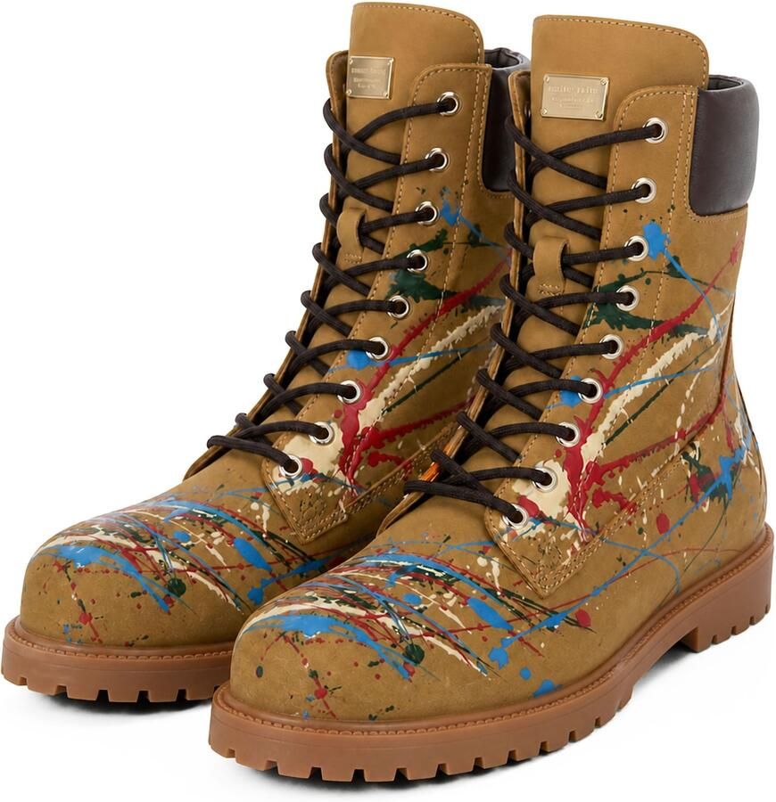 Philipp Plein Veterboots ' Skull ' bruin gemengde kleuren - Foto 2