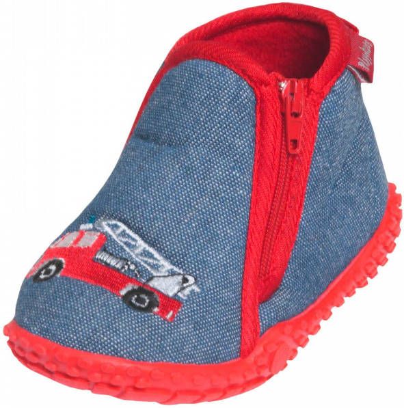 Playshoes Kinder Hausschuhe Feuerwehr 201754 Jeansblau - Foto 2