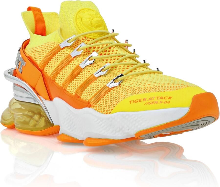 Plein Sport Sneakers laag 'Tiger Attack Gen. X.04' geel grijs oranje