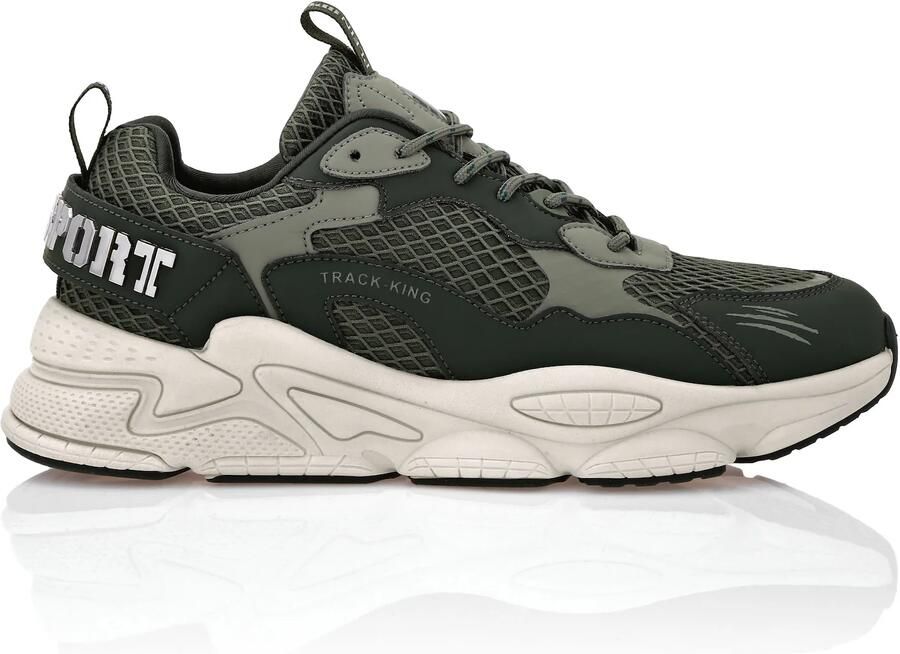 Plein Sport Sneakers laag 'Track King' grijs donkergroen wit