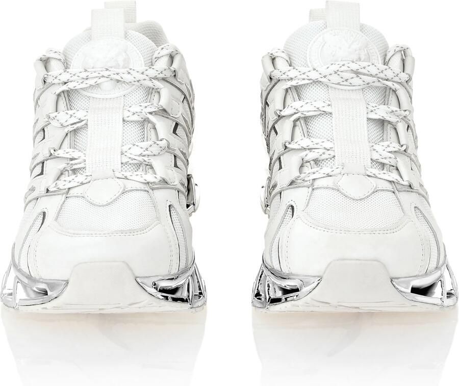 Plein Sport Mesh en Leren Runner Sneaker Wit Zilver White Heren - Foto 2