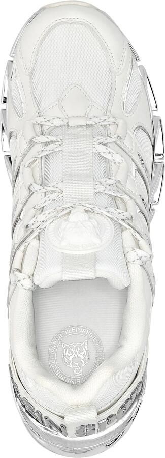 Plein Sport Mesh en Leren Runner Sneaker Wit Zilver White Heren - Foto 6