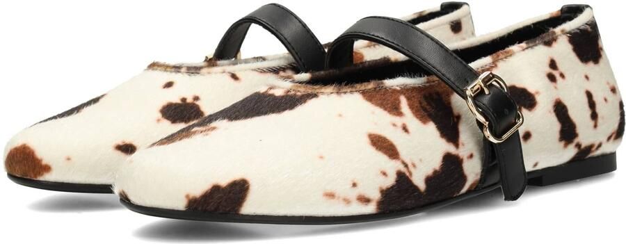 POSH by Poelman Gina ballerina's met koeienprint ecru bruin - Foto 4