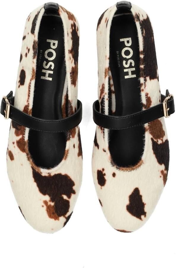 POSH by Poelman Gina ballerina's met koeienprint ecru bruin - Foto 5