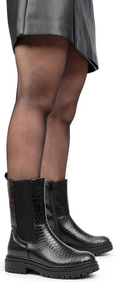 POSH by Poelman Elin enkelboots met crocoprint zwart - Foto 3