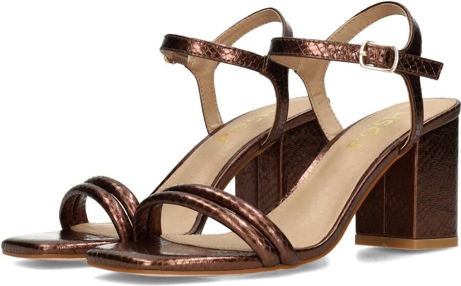 POSH by Poelman Emily imitatieleren sandalen met blokhak bruin - Foto 8