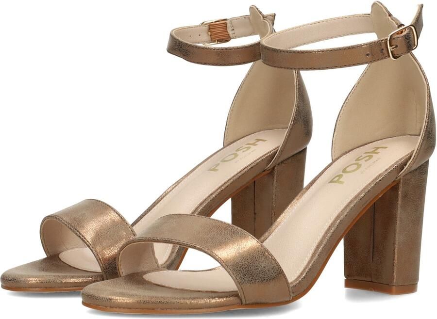 POSH by Poelman Laurie imitatieleren sandalen met blokhak brons - Foto 5