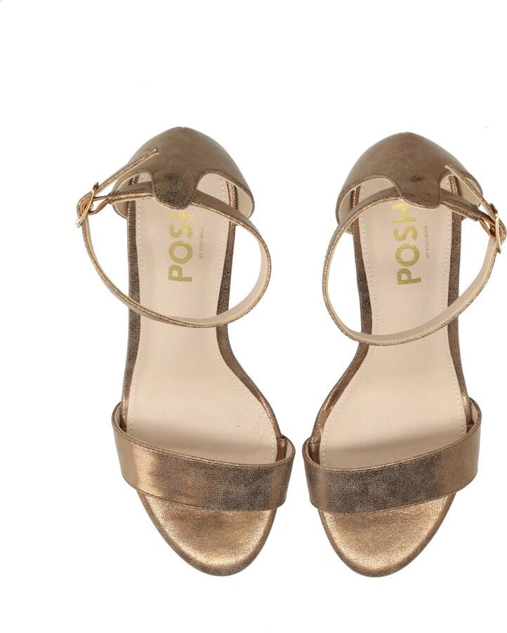 POSH by Poelman Laurie imitatieleren sandalen met blokhak brons - Foto 7