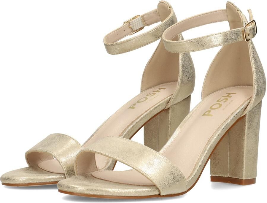POSH by Poelman Laurie imitatieleren sandalettes met blokhak goud - Foto 6