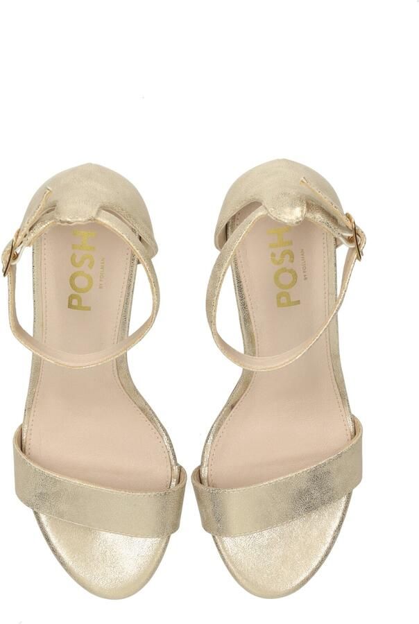 POSH by Poelman Laurie imitatieleren sandalettes met blokhak goud - Foto 7