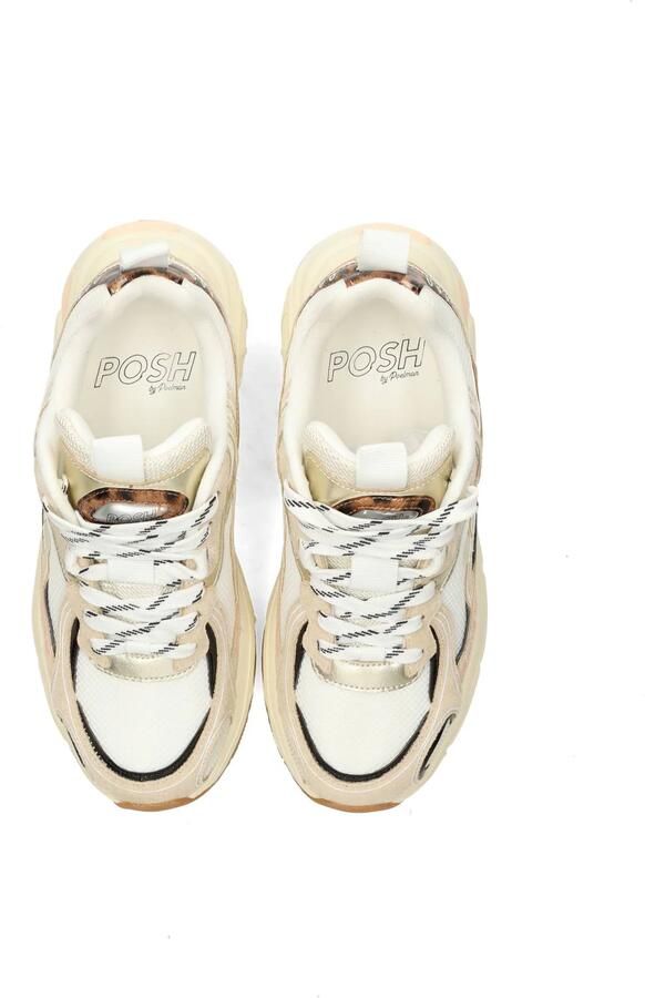 POSH by Poelman HARPER Dames Sneakers Wit met gouden combinatie - Foto 6