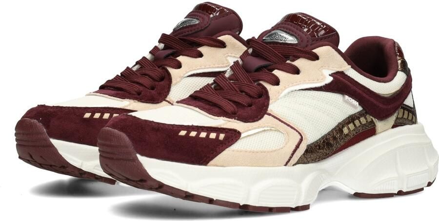 POSH by Poelman Lise chunky imitatieleren sneakers bordeaux wit - Foto 3