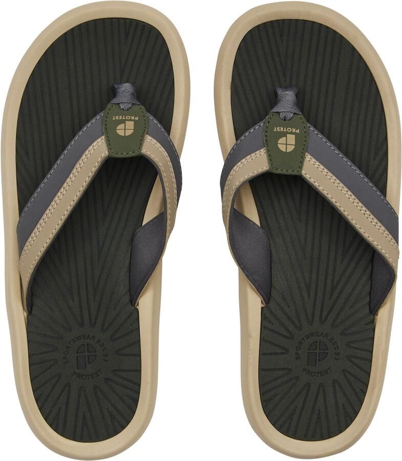 Protest PRTKirk Slippers Heren Lichtgewicht Teenslippers Zwart Artichoke Green - Foto 3