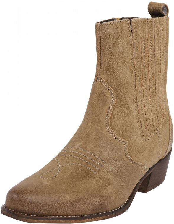 onvoorwaardelijk kamp dilemma PS Poelman Nolia Leren Western Enkellaarzen Cappuccino Beige - Schoenen.nl