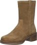 POELMAN suède enkellaarsjes cappuccino Beige Suede Enkellaars met hak Dames - Thumbnail 2