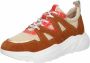 PS Poelman Year Dames Leren Chunky Runner Sneaker van Mesh en Suéde Bruin Beige Rood - Thumbnail 3