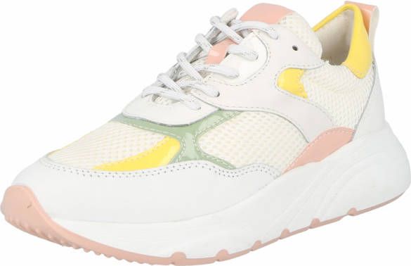 PS Poelman Cibel leren chunky sneakers wit/zalmroze - Schoenen.nl