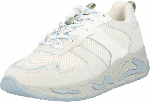 PS Poelman Dames MINION Nude Combo Mesh Suède Leren Runner Sneakers met  Lakleer Details Wit Grijs Licht Blauw Multi - Schoenen.nl