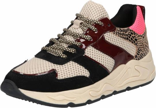 PS Poelman Dames MINION Nude Combo Mesh Suède Leren Runner Sneakers met  Lakleer Details Beige Bordeaux Neon Roze Luipaard Multi - Schoenen.nl