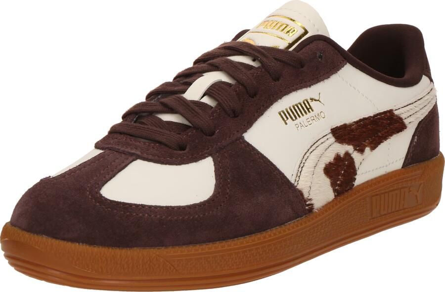 Puma Palermo Cow leren sneakers met koeienprint ecru bruin - Foto 6