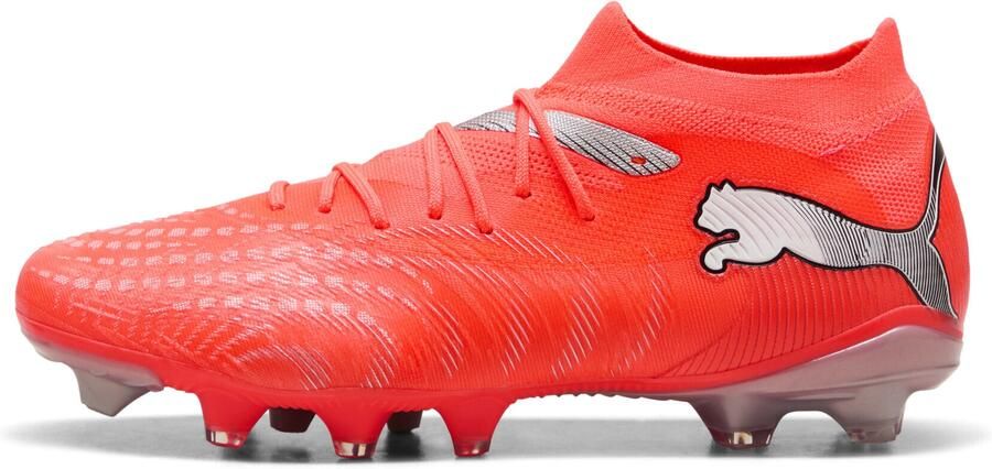 PUMA Voetbalschoen 'Future 9 Match Fusion' lichtgrijs neonrood zwart zilver - Foto 2