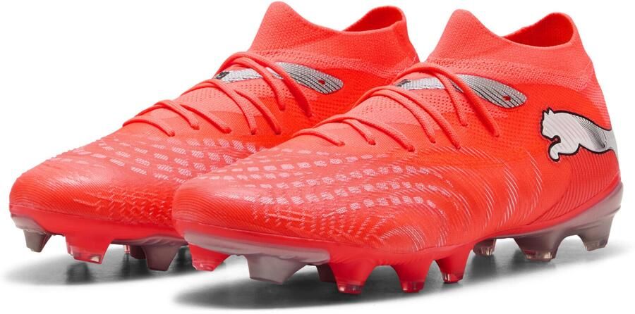 PUMA Voetbalschoen 'Future 9 Match Fusion' lichtgrijs neonrood zwart zilver - Foto 6