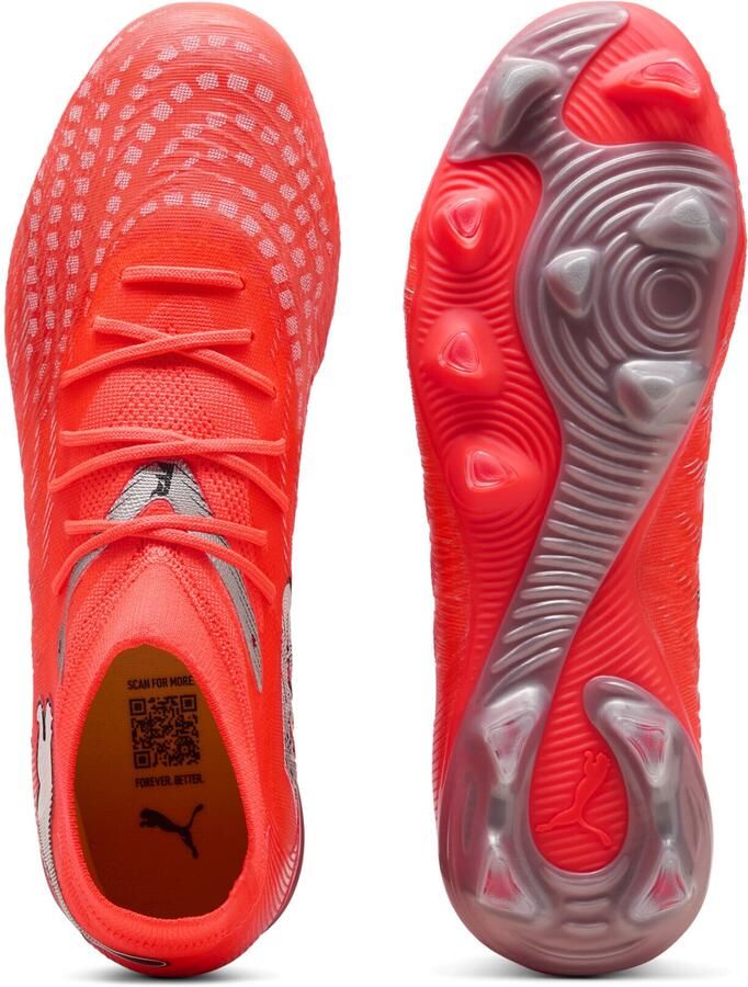 PUMA Voetbalschoen 'Future 9 Match Fusion' lichtgrijs neonrood zwart zilver - Foto 4