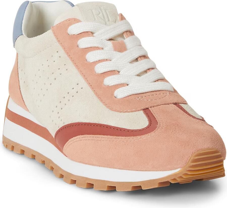Lauren Ralph Lauren Sneakers laag 'DANI' sand lichtblauw abrikoos kersrood