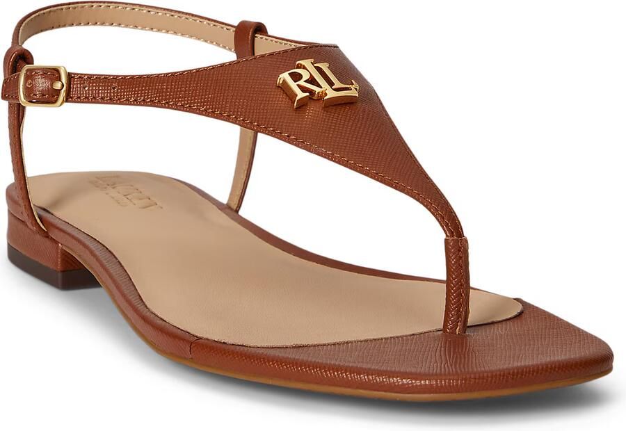 LAUREN RALPH LAUREN Dames Everley 2 Flat Sandal Maat: 37 Materiaal: Leatherlook Kleur: Bruin - Foto 7