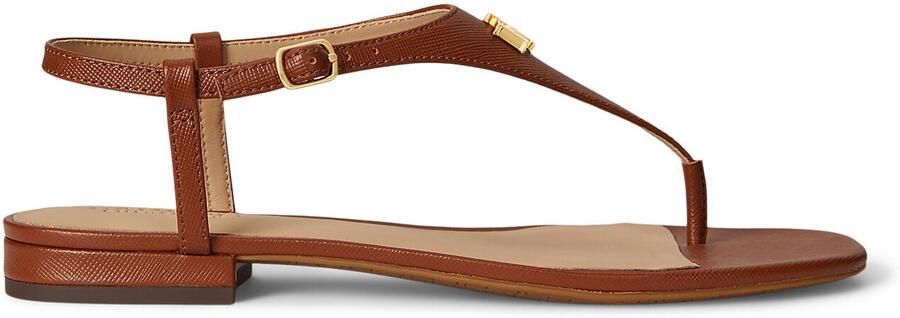 LAUREN RALPH LAUREN Dames Everley 2 Flat Sandal Maat: 37 Materiaal: Leatherlook Kleur: Bruin - Foto 10