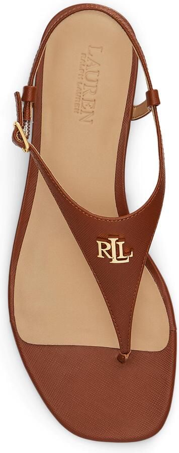 LAUREN RALPH LAUREN Dames Everley 2 Flat Sandal Maat: 37 Materiaal: Leatherlook Kleur: Bruin - Foto 9