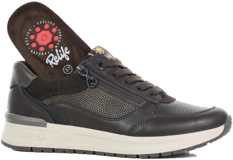 Relife Sneakers laag donkerblauw donkerbruin - Foto 2