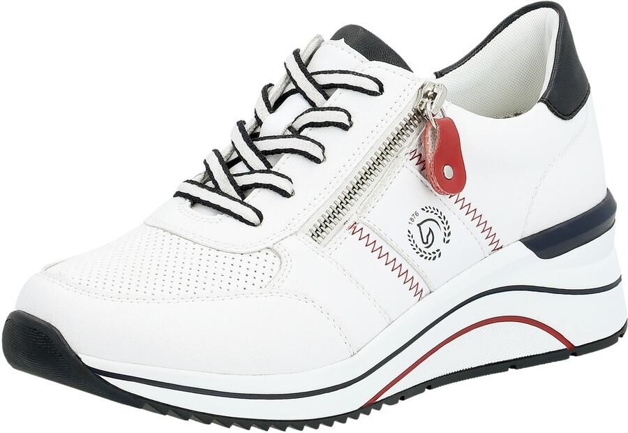 Remonte Sneakers met sleehak vrijetijdsschoen lage schoen veterschoen met metallic contrastaccenten