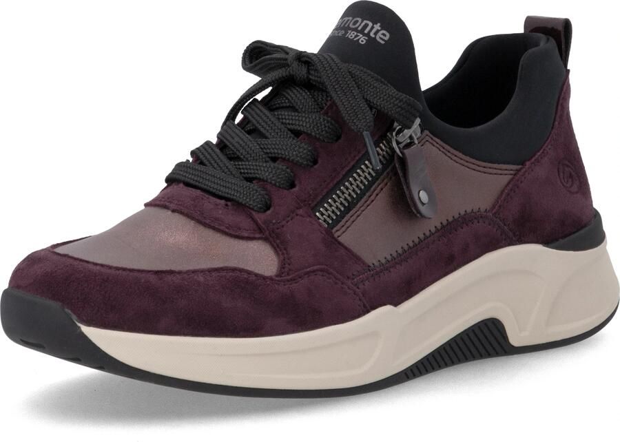 REMONTE Sneakers laag mauve wijnrood zwart