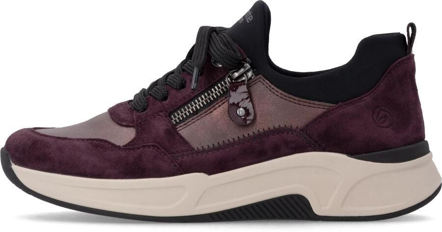 REMONTE Sneakers laag mauve wijnrood zwart - Foto 5