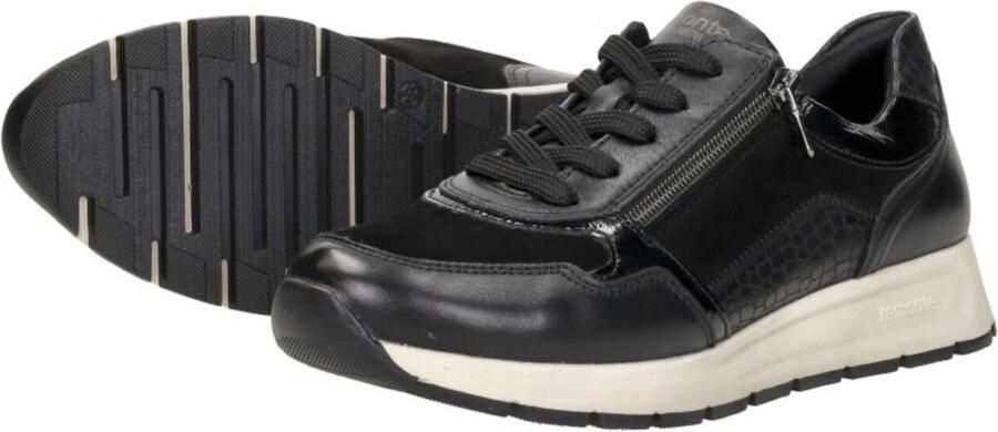 Remonte Zwarte Leren Dames Sneakers Slangenprint Zwart - Foto 5