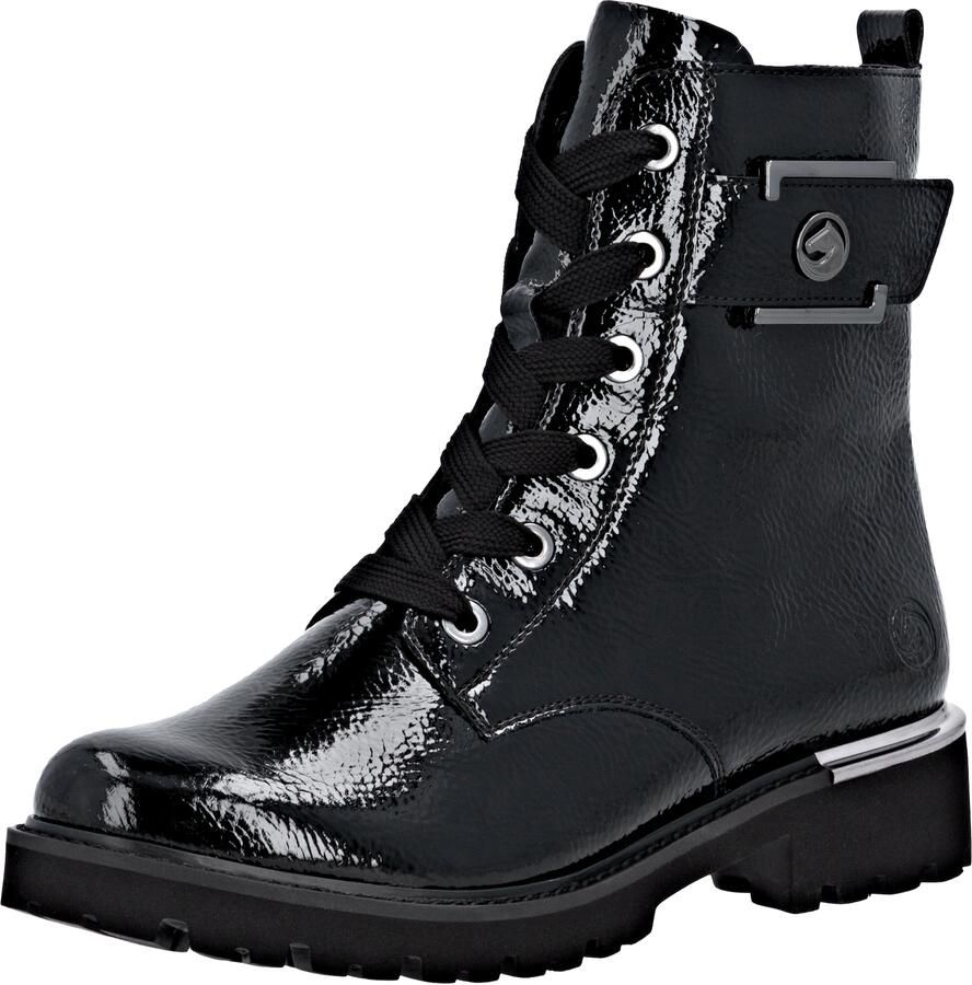 Remonte Veterlaarsjes blokhak veterschoenen in krokodillenlook binnenrits
