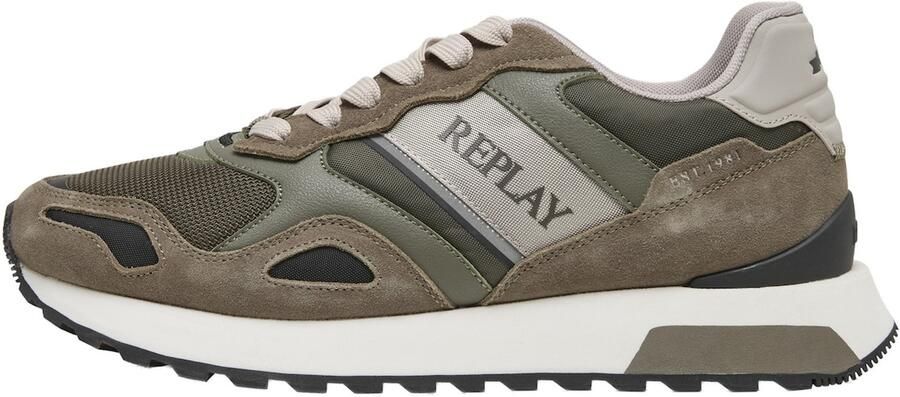 REPLAY Sneakers laag 'Bullet Union' crème kaki olijfgroen zwart