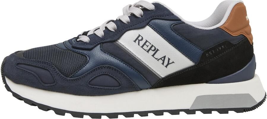 REPLAY Sneakers laag 'Bullet Union' navy lichtbruin offwhite