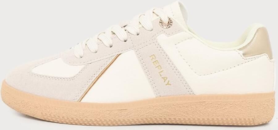 REPLAY Sneakers laag ivoor taupe goud